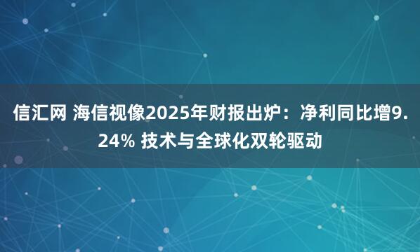 信汇网 海信视像2025年财报出炉：净利同比增9.24% 技术与全球化双轮驱动